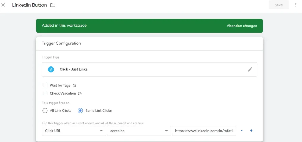 gtm trigger configuration